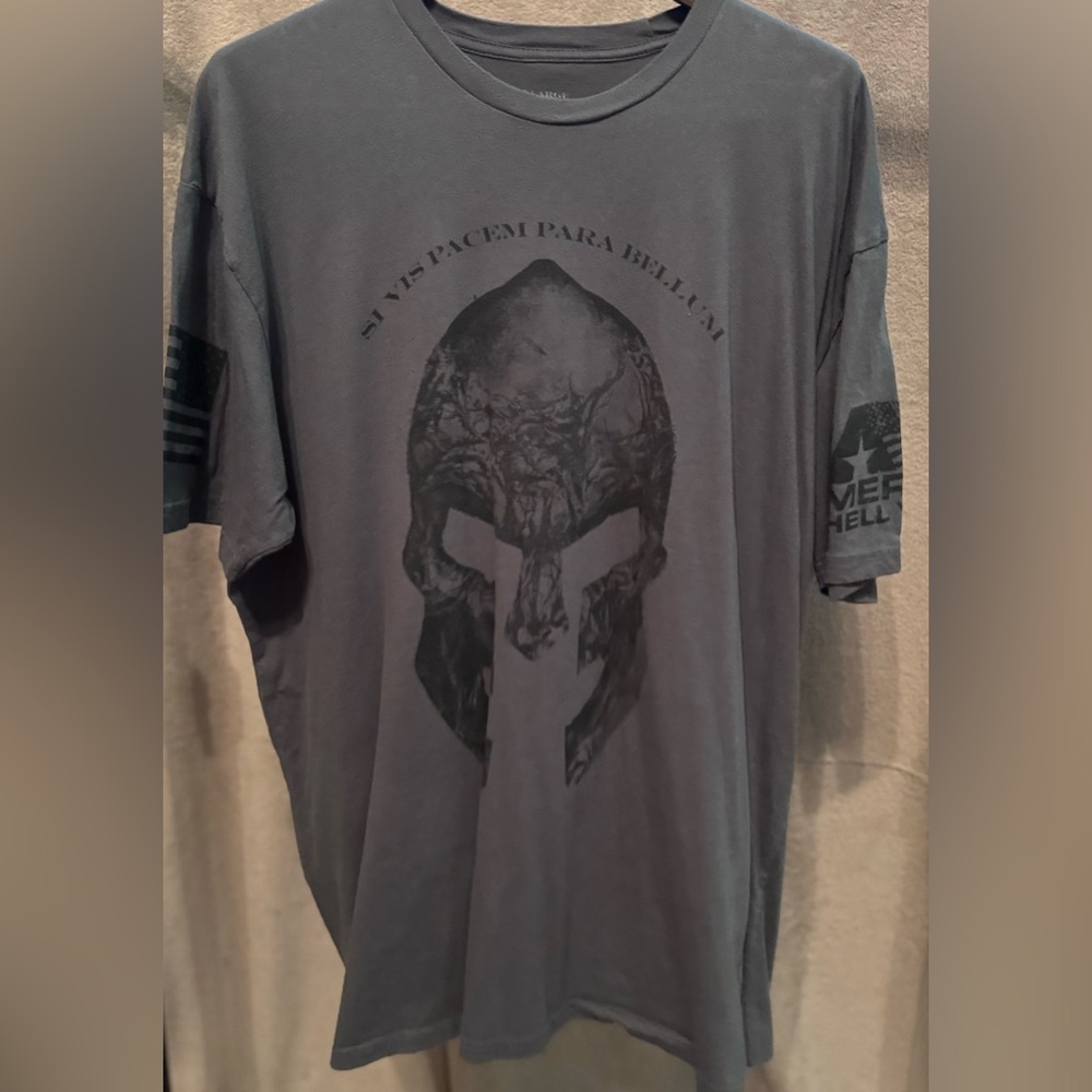 Grunt Style Spartan Helmet Gray t-Shirt Mens XXL 2XL